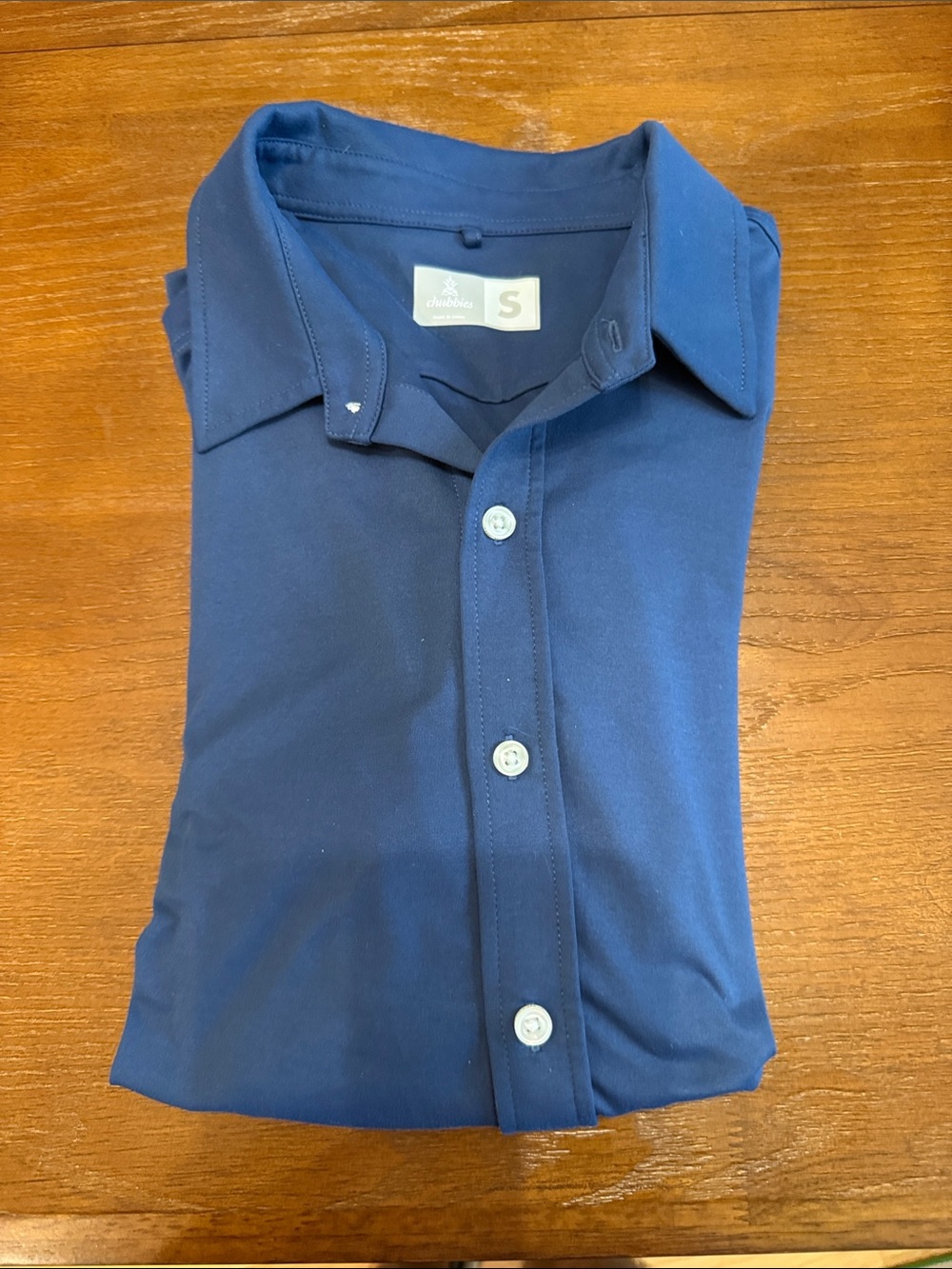 Chubbies Men's Short SleeveNavy Button-Down Polo Shirt - S